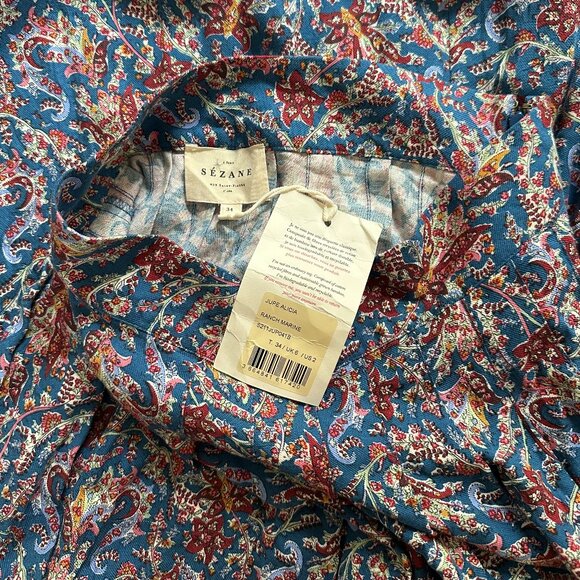 NWT Sezane Jupe Alicia Midi Skirt in Ranch Marine - Women's 34 / US2 - Picture 5 of 7